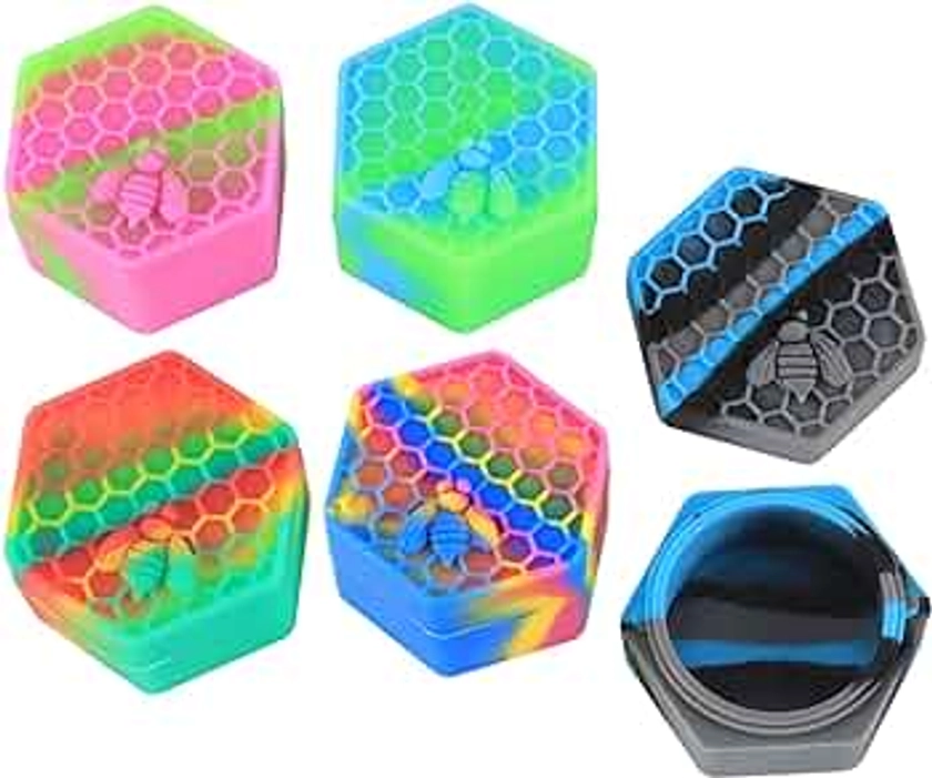 5 Packs 25ML Non-Stick Food Grade Hexagon Silicone Containers with Carving Tool (5)