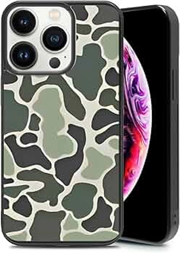 Old Camo Case for iPhone 14 Pro max Case Silicone Ultra Shockproof Funny Protection Cute Army Green Camou Phone Case for Girls Women Baby Cover,6.7 Inch Black