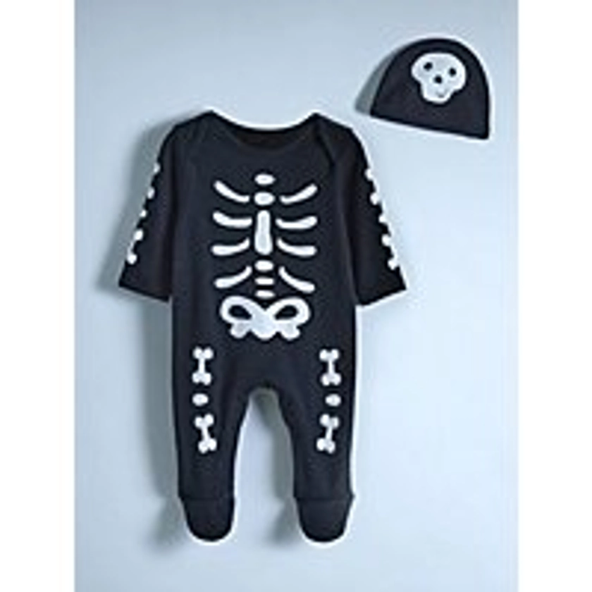 Halloween Skeleton Baby Matching Family Sleepsuit and Hat | Baby | George at ASDA