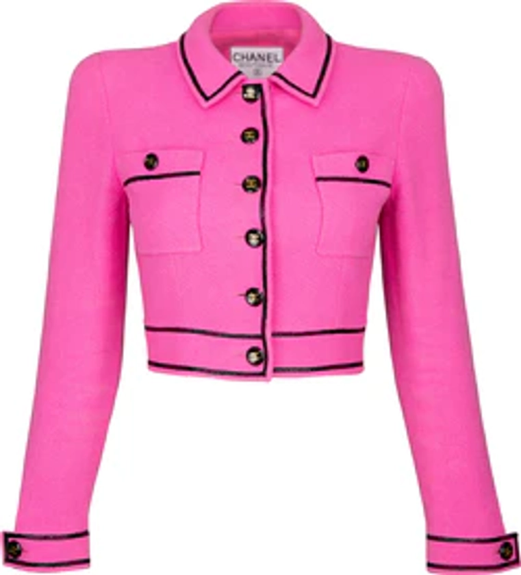 Chanel Spring 1995 Runway Tweed Cropped Pink Blazer