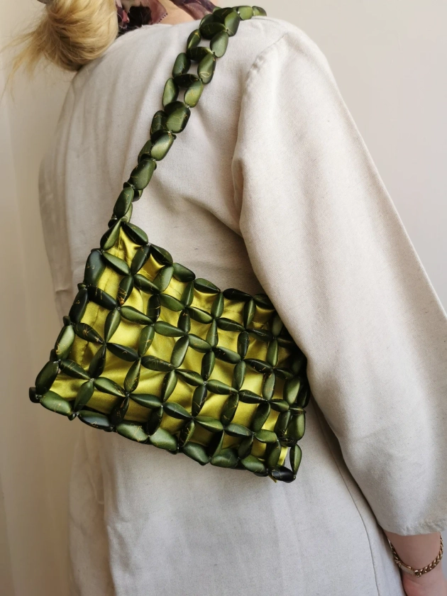 Pistachio Almond Beaded Satin-lined Everyday Handbag Shoulder Bag Daily Bag Beaded Bag Handmade Bag - Etsy Australia