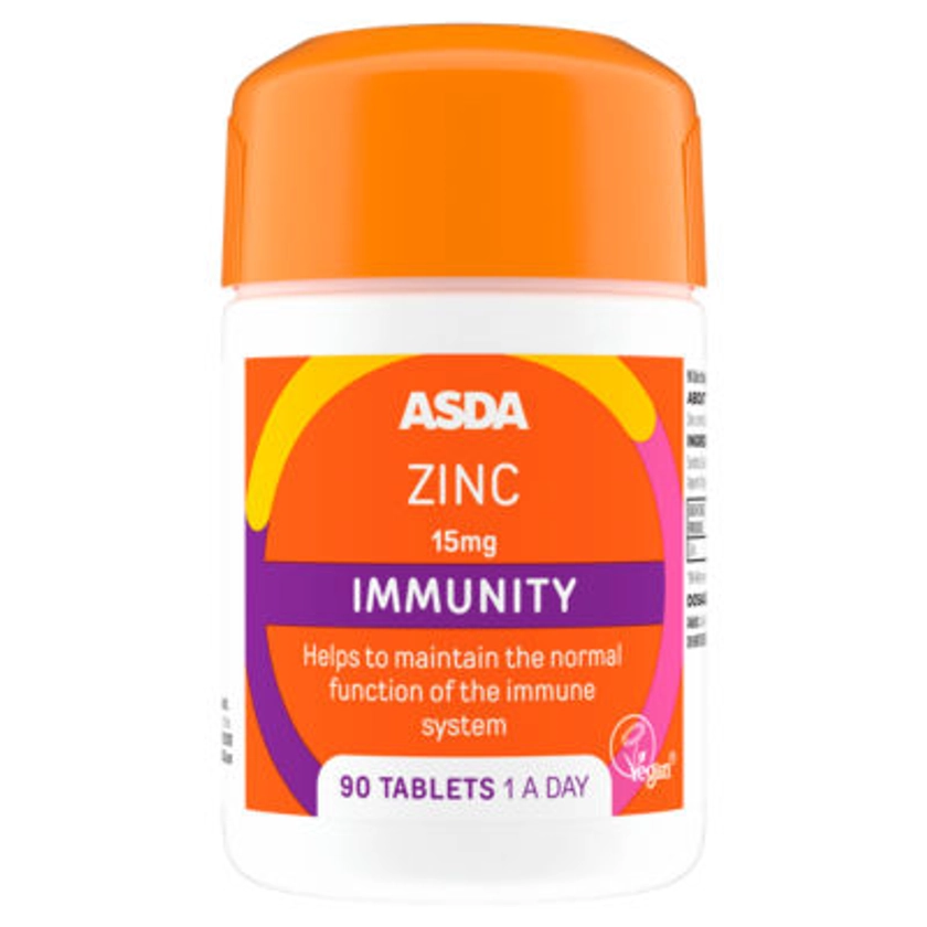 ASDA Zinc 15mg Immunity Tablets 1 A Day - ASDA Groceries