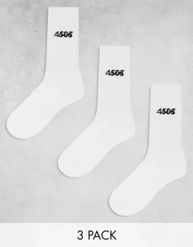 ASOS 4505 Icon 3 pack anti bacterial crew sport socks in white | ASOS