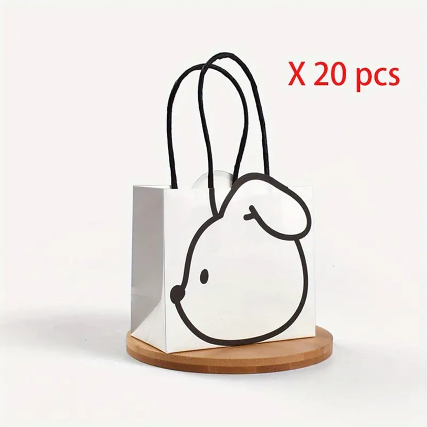 Party Favor Bags Handles Black White Rabbit Gift Bags Candy - Temu Canada