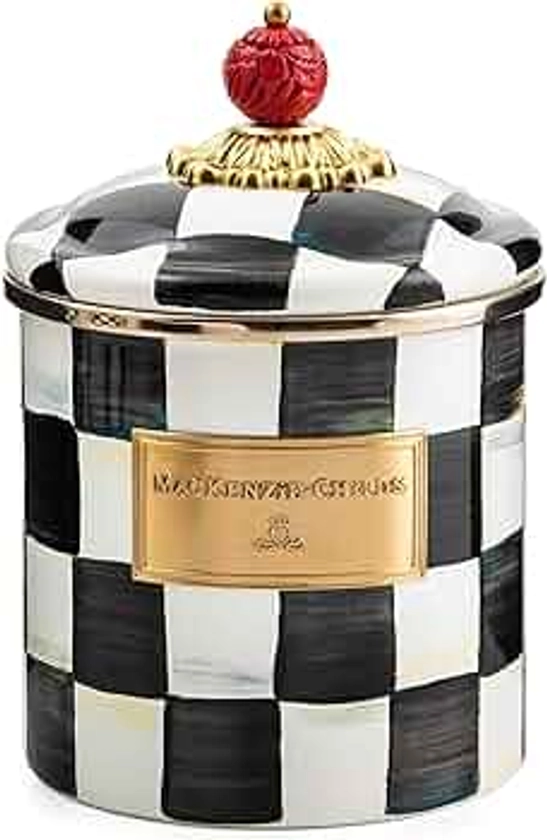 MACKENZIE-CHILDS Courtly Check Canister with Lid Stainless Steel 2.4 Pounds