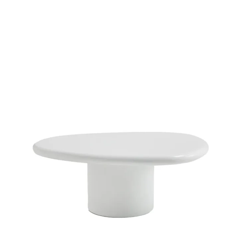 Table basse organique en fibre de ciment L80cm - Blanc Luna | Maisons du Monde