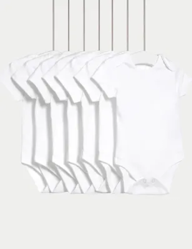 7pk Pure Cotton Short Sleeve Bodysuits (5lbs-3 Yrs) | M&S Collection | M&S