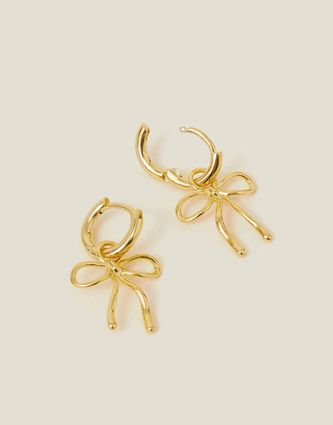 14ct Gold-Plated Bow Drop Hoops