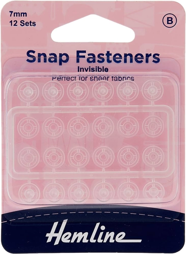 Hemline Snap Fasteners - Nylon (Invisible), 7mm, 12 sets : Amazon.co.uk: Home & Kitchen