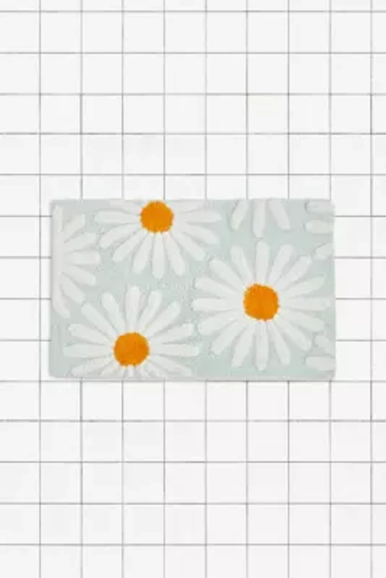 Tapis de bain touffu marguerites menthe