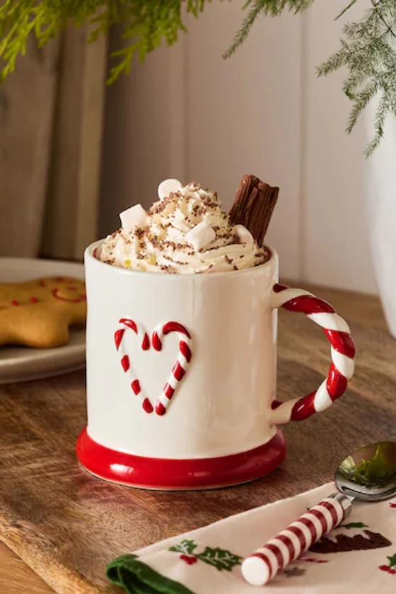 Red Candy Cane Heart Mug