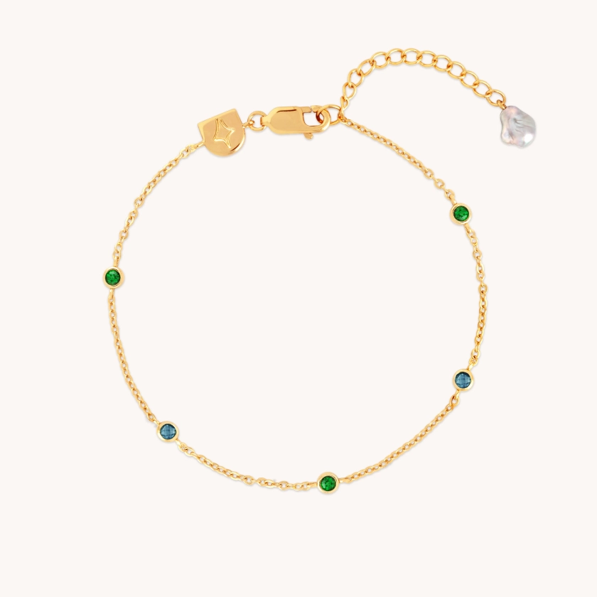 Blue & Green Topaz Gold Charm Bracelet | Astrid & Miyu Bracelets