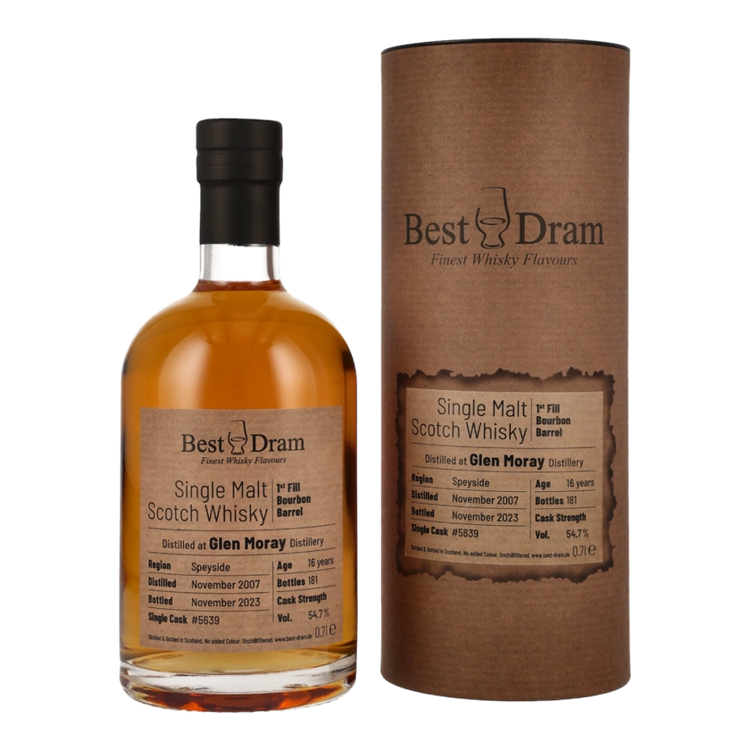 Glen Moray 16 Jahre 2007 2023 First fill Bourbon Barrel #5639 Best Dr, 119,90 €