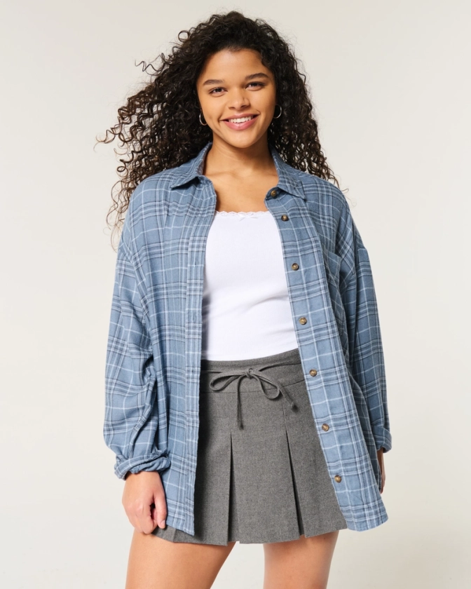 Women's Oversized Flannel Shirt | Women's Tops | HollisterCo.com