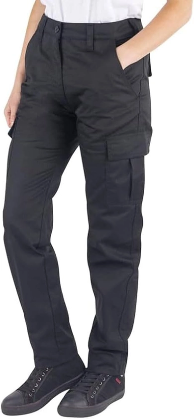 Lee Cooper Ladies Heavy Duty Easy Care Multi Pocket Work Safety Classic Cargo Pants Trousers, Black, Size UK 10, Regular 30" Leg : Amazon.co.uk: Fashion