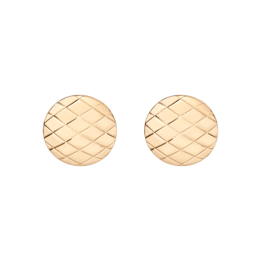 Quilted Gold Button Earrings
