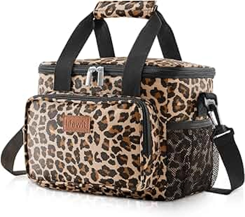 Lifewit Large Lunch Bag Insulated Lunch Box Soft Cooler Cooling Tote for Adult Men Women, Leopard 12-Can (8.5L)