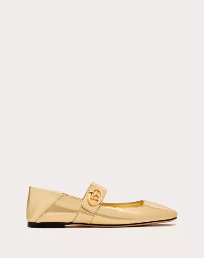 Vlogo Locker Mary-jane Ballerina In Calfskin for Woman in Ivory | Valentino MY