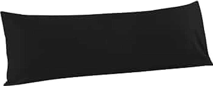 FLXXIE Body Pillow Cover - Super Soft Microfiber 20x54 Body Pillow Case - Envelope Closure, Wrinkle, Stain Resistant Black Body Pillow Cover, 20x54, Black