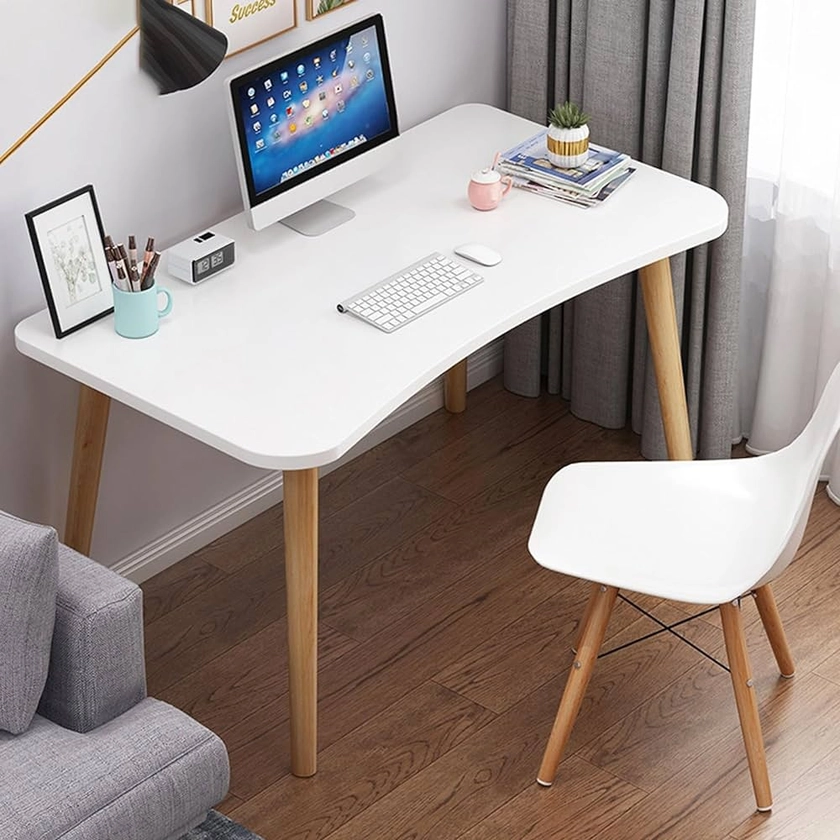 leasote Bureau d'ordinateur moderne, design spacieux, table en bois massif pour bureau à domicile (blanc, 70 x 40 x 73 cm, capacité de 150 kg) : Amazon.fr: Cuisine et Maison