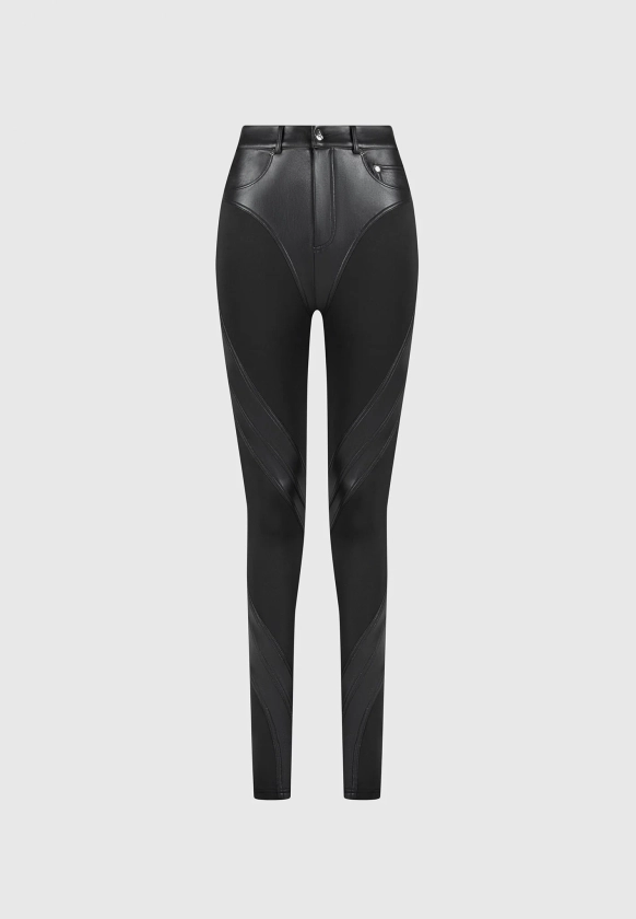 Vegan Leather Contour Leggings - Black | Manière De Voir USA