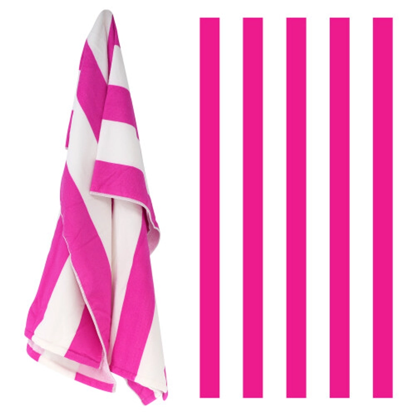 (Pink Stripes) Beach Bath Towel Large Microfibre Striped Soft Travel Camping Swimming Holiday on OnBuy