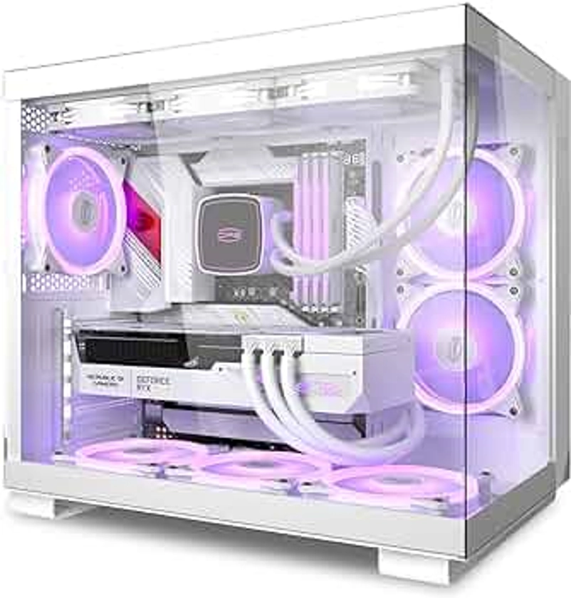 PCCOOLER CPS C3T500 AIRFLOW Mid-Tower ATX/M-ATX/ITX Case, Pre-installed 6 120mm PWM ARGB Fans,Column-Free Design,270° Full View Tempered Glass,360MM Radiator&400MM GPU Support,Easy Installation,WH