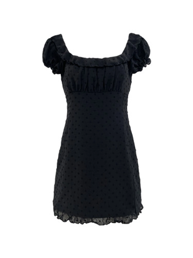 Square Dot Mini Dress BLACK | Expired Girl