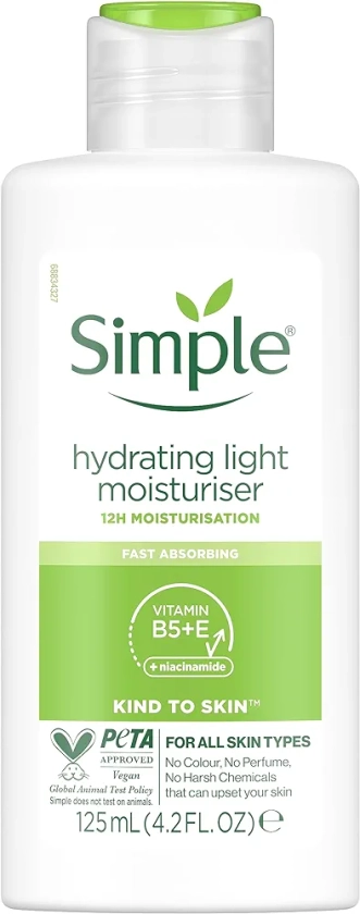 Simple Kind to Skin Hydrating Light Moisturiser UK’s #1 facial skin care brand* for 12-hour moisturisation 125 ml