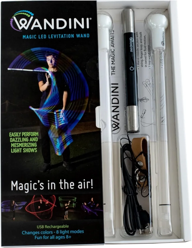 Glow.0 Magic Wand Collapsible LED Levitation Wand - USB Rechargeable Floating Wand - LED Light Wand with 22 Color Light Modes – Patented, Expertly Balanced LED Flow Wand Levitation Stick