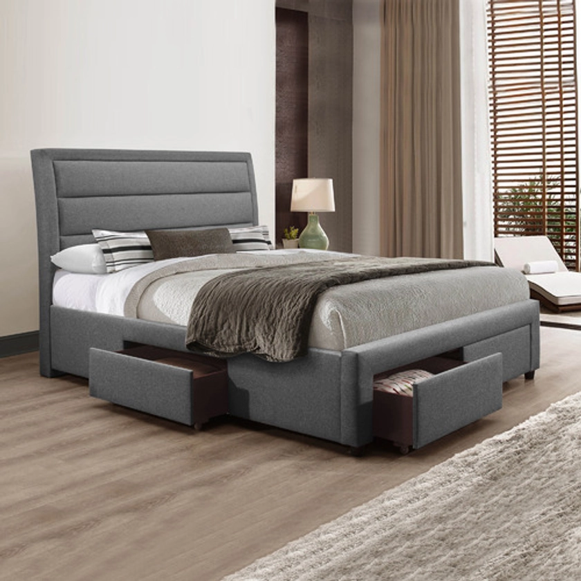 Southern Stylers Grey Stockholm Upholstered King Bed Frame | Temple & Webster