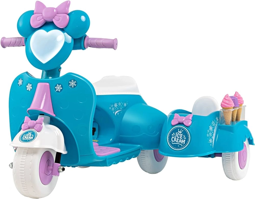 COSTWAY Kids Electric Motorbike, 6V Battery Powered Ride on Toy with Detachable Sidecar, LED Heart Headlight and 3 Ice Cream Toy, for Children Aged 37-96 Months (Blue) : Amazon.co.uk: Toys & Games