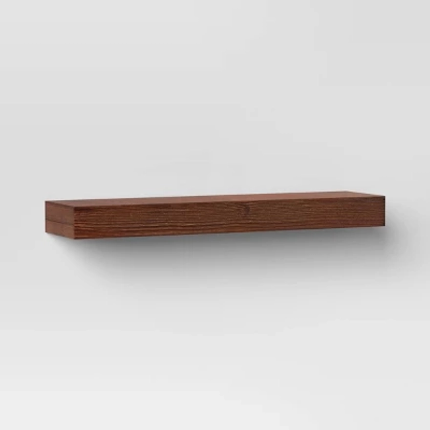 24" Floating Dark Wood Shelf Walnut Brown - Threshold™: Wall-Mounted, Open Shelving, FSC Certified Wood