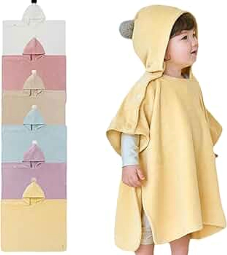 Konny Baby Hooded Towel: Cotton Baby Towel Hooded Poncho, Oeko-TEX, Ultra Soft & Quick-Dry, Girls, Babies, Newborn Boys, Toddler (Yellow, Small)
