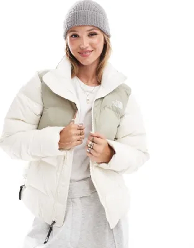 The North Face Saikuru cropped puffer jacket in off white | ASOS