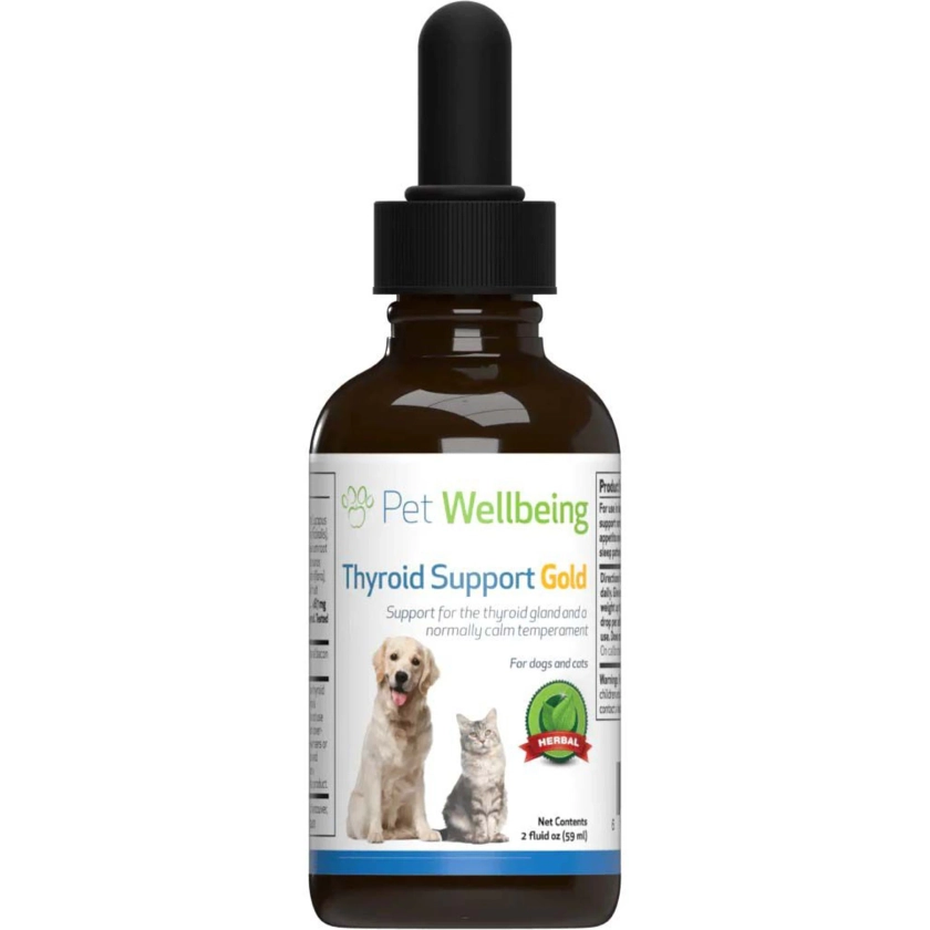 Pet Wellbeing Thyroid Support Gold Bacon Flavored Liquid Supplement for Dogs & Cats