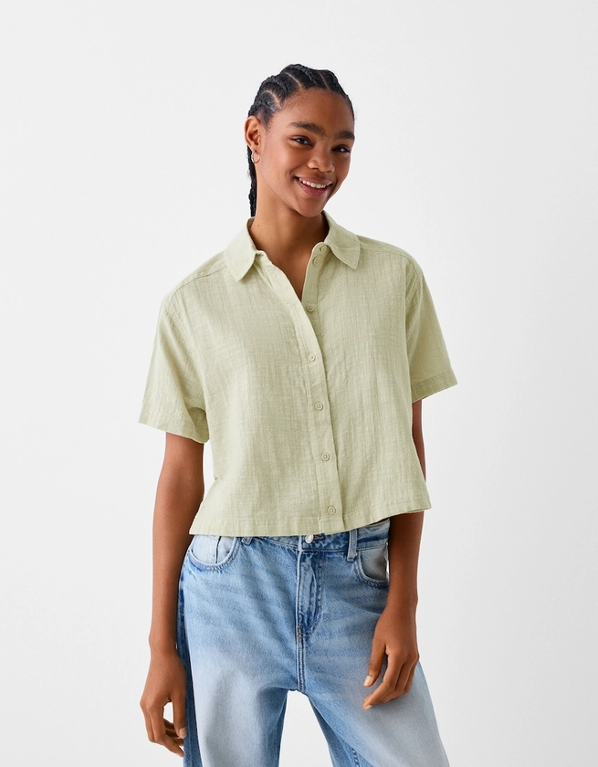 Chemise manches courtes rustique texturée - T-shirts et tops - BSK Teen