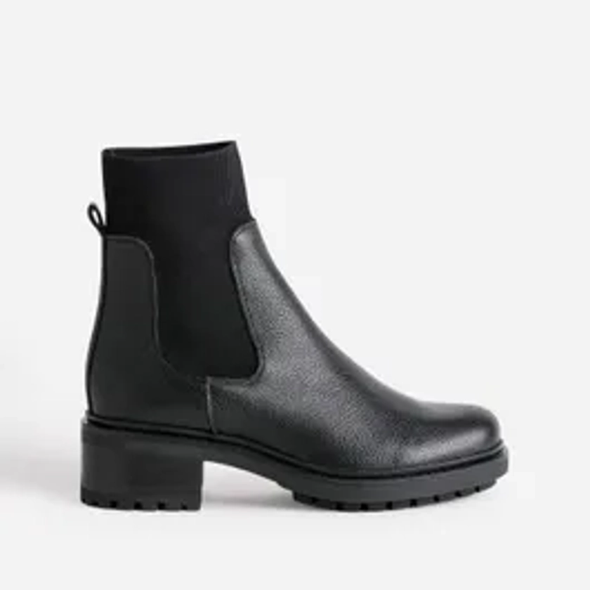 Boots chaussette noire éco-conçu en cuir