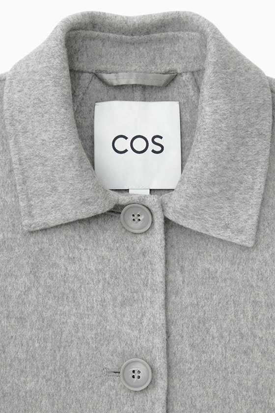 BOXY DOUBLE-FACED WOOL JACKET - LIGHT GREY - COS