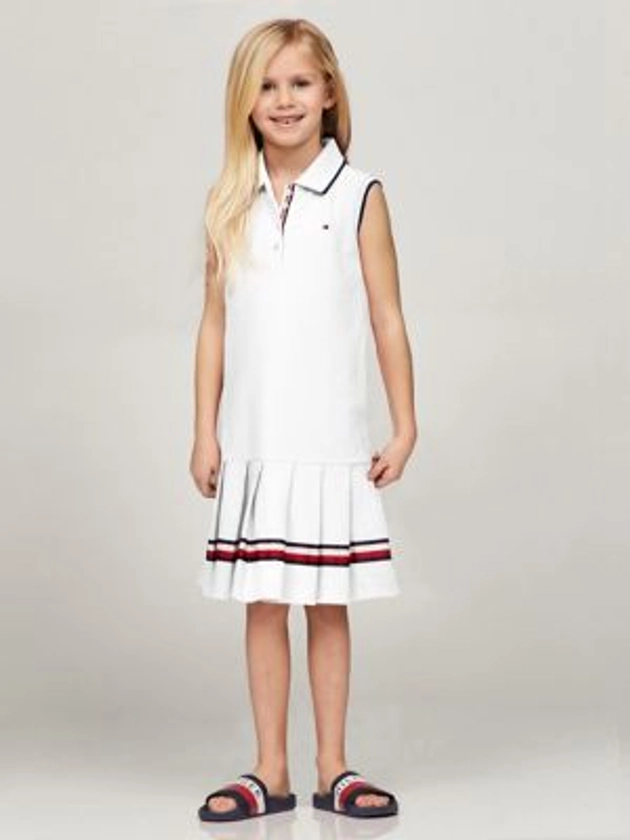 Kids' Sleeveless Pleated Polo Dress