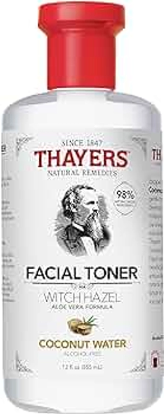 THAYERS Alcohol-Free, Hydrating Coconut Water Witch Hazel Facial Toner with Aloe Vera Formula, Vegan, Dermatologist Tested and Recommended, 12 Oz