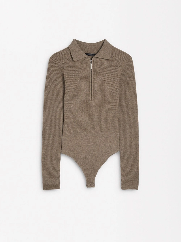 Wool-Knit Bodysuit Beige | Parfois