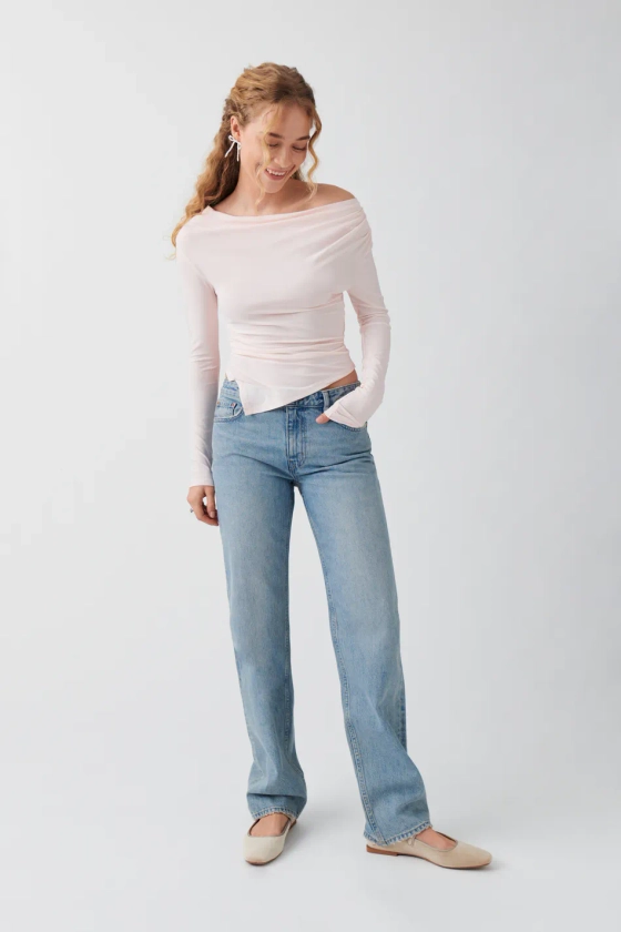 Low straight jeans - Blue - Women - Gina Tricot