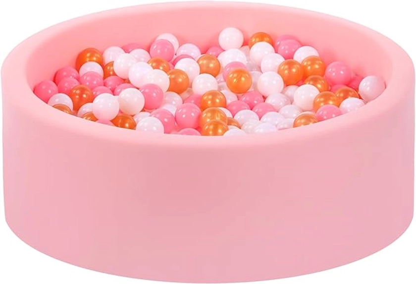 Foam Ball Pit for Toddlers, Large Baby Ball Pit for Babies with Soft Memory Sponge, Indoor Outdoor Baby Playpen, Kids Play Ball Pool, Gift Toys for Infants Boys and Girls (Pink, NO Balls)