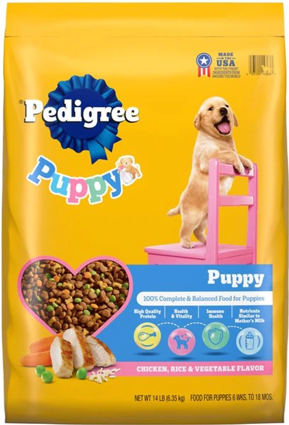 PEDIGREE Puppy Growth & Protection Chicken & Vegetable Flavor Dry Dog Food, 30-lb bag - Chewy.com