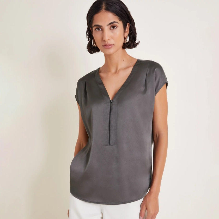 Monsoon Wilde Woven Mix Top - QVC UK