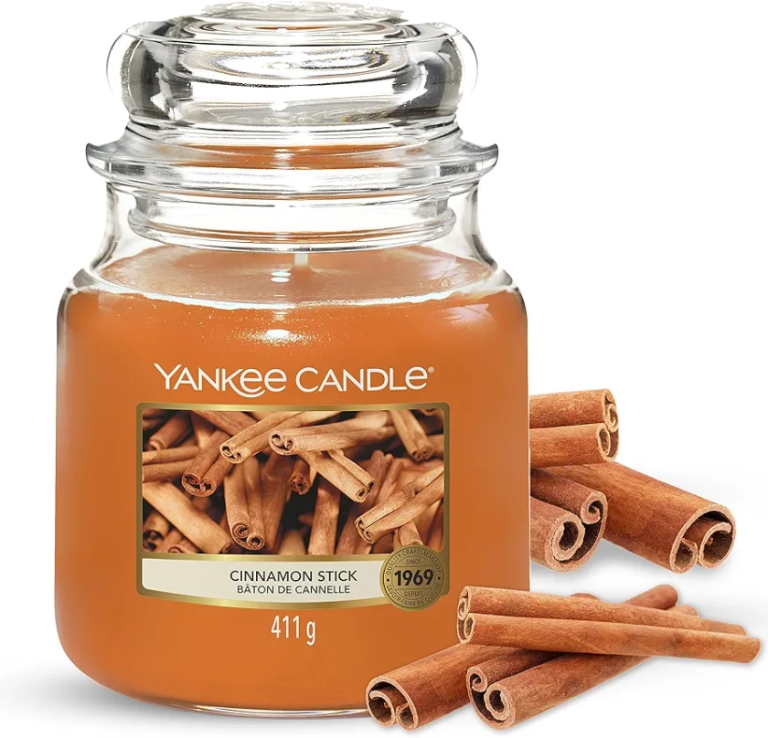 Yankee Candle Scented Candle | Cinnamon Stick Medium Jar Candle| Burn Time: Up to 75 Hours