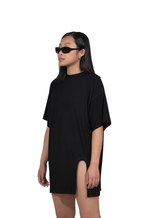 TALL | [GASOLINA] OVERSIZED Cut Out Tee Dress & One Leg Short Co-ord i