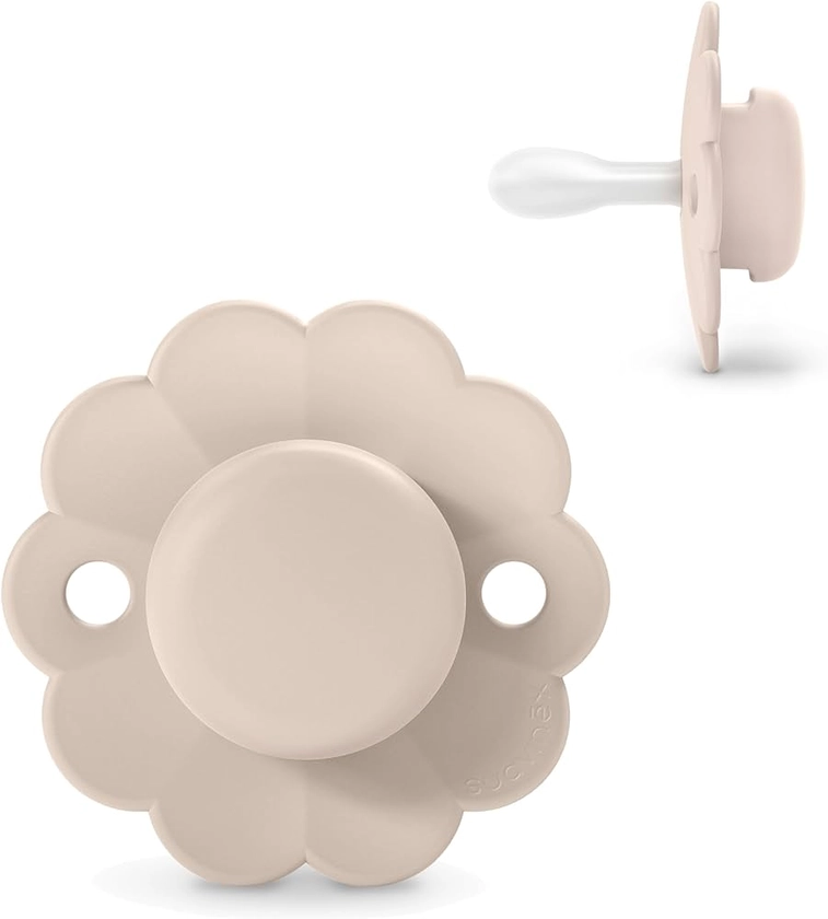 Suavinex, Sucette Bébé 0/6 Mois, Sucette Ronde avec Tétine Symétrique SX Pro en Silicone, Tétine Réversible, Plate, Flexible, Respecte le Développement Buccodentaire, Sucette Nouveau-né, Wonder Mauve