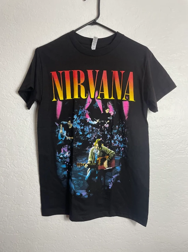 Nirvana Simple Styled T-Shirt on Black Cotton Tee